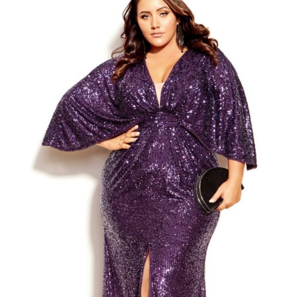 City Chic Dresses & Skirts - City Chic Sofia luxe maxi dress- purple sequin. new in package size 18w